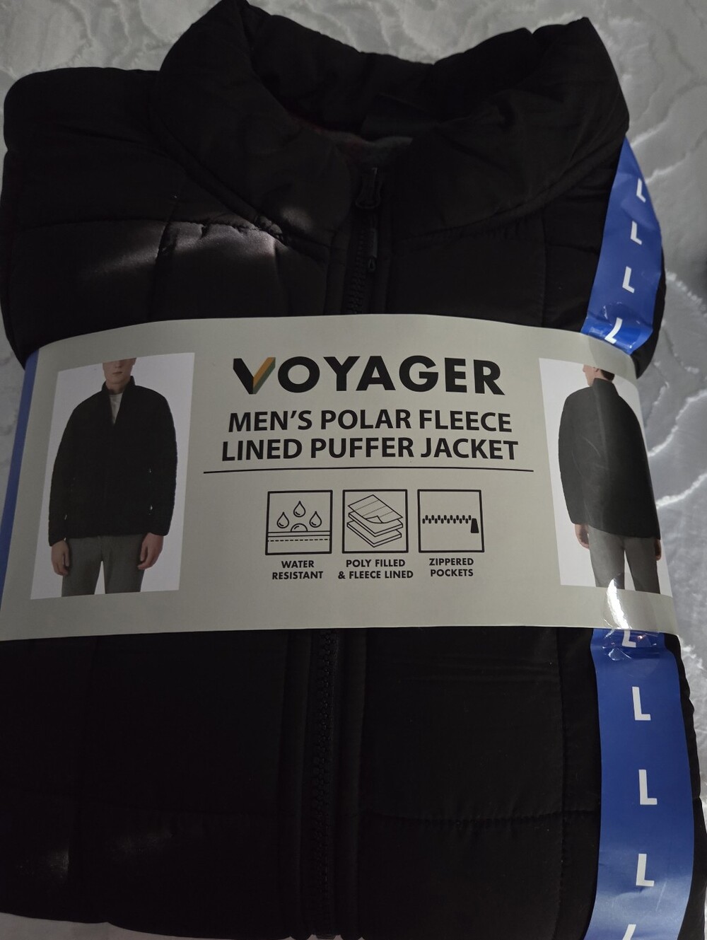 Voyager Men’s Black Polar Fleece-Lined Puffer Jacket